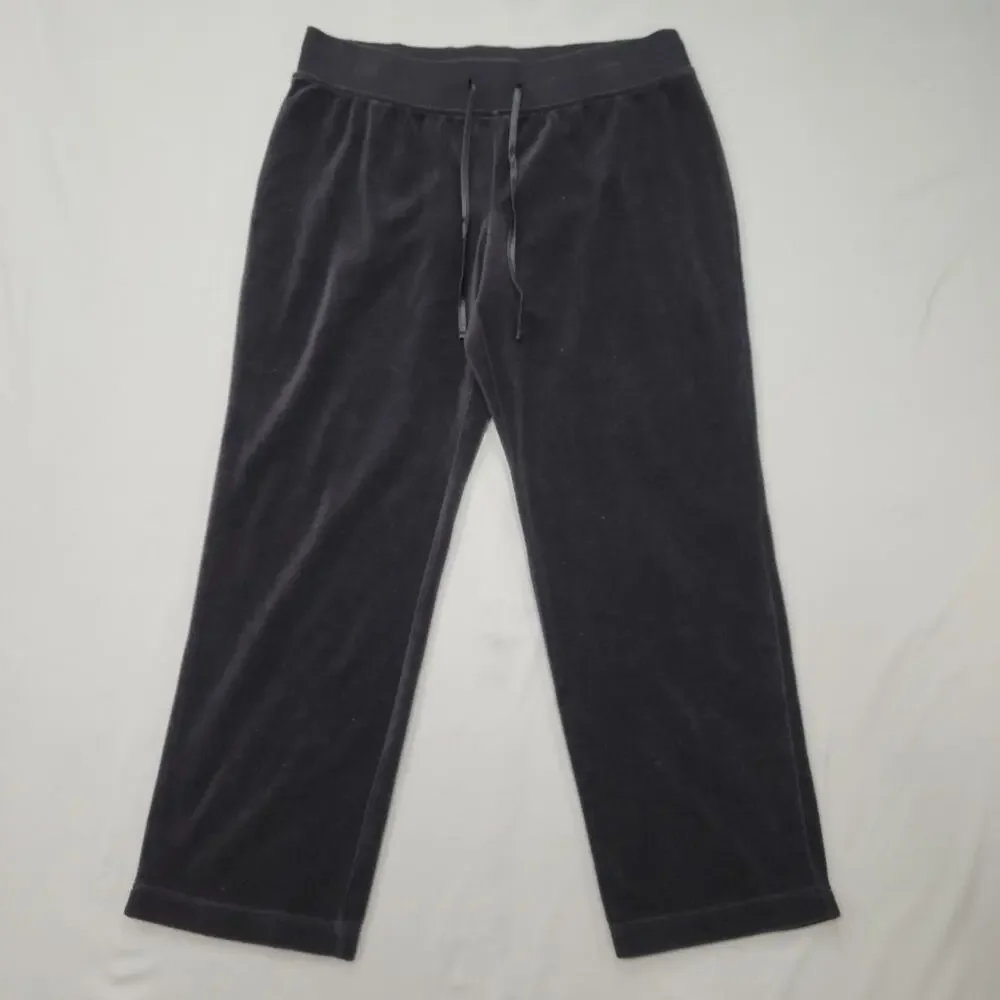 St Johns Bay Active Velour Jogger Pants Petite PM Black Lounge Athleisure Casual